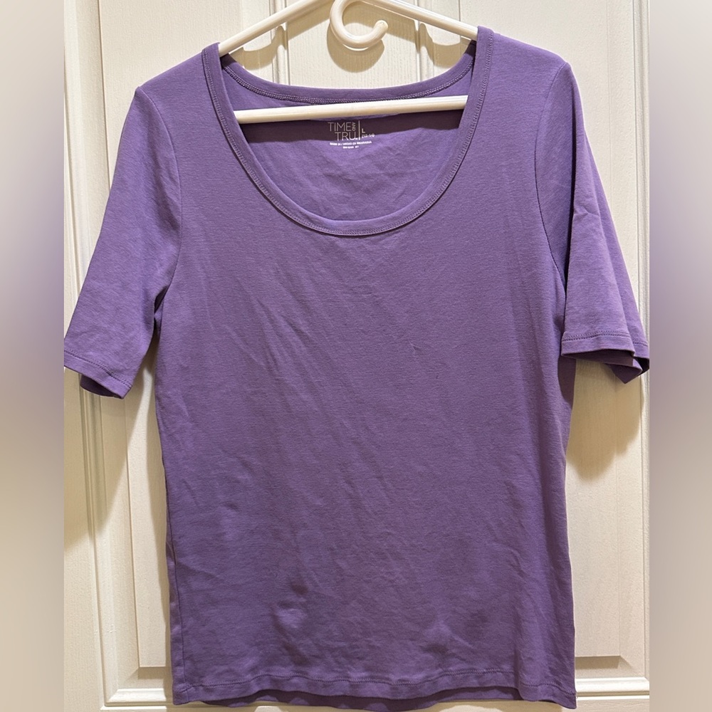Purple mid sleeve t-shirt-L